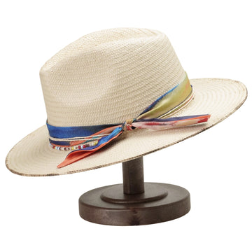 Teardrop Fedora - Beige with Vibrant Ribbon & Burnt Accent