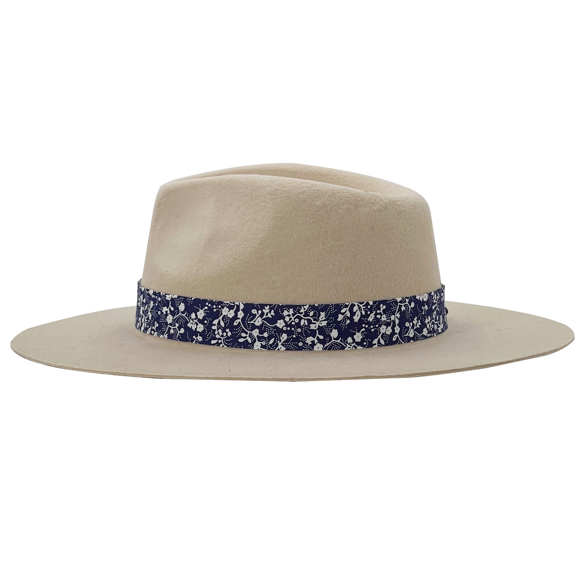 Custom Floral Band Hat – Ivory White