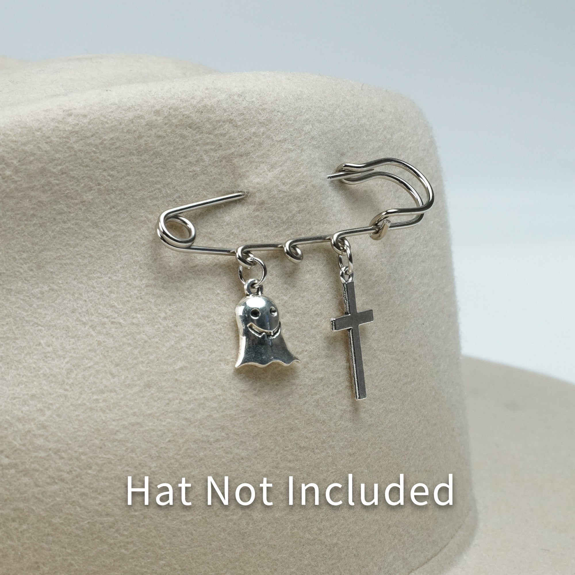 SILVER GHOST CROSS HAT PIN