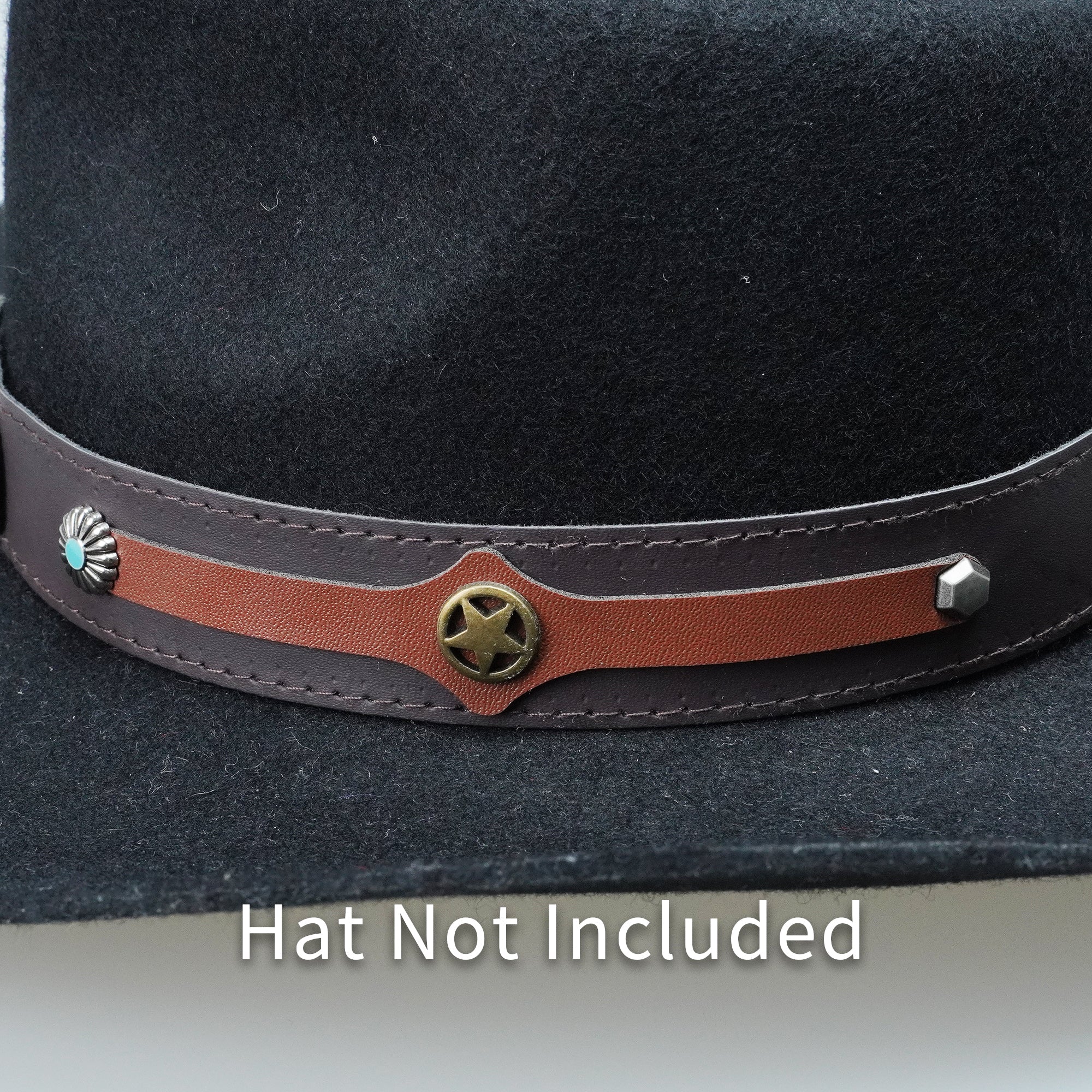 SILVER STEER CONCHO LEATHER HAT BAND