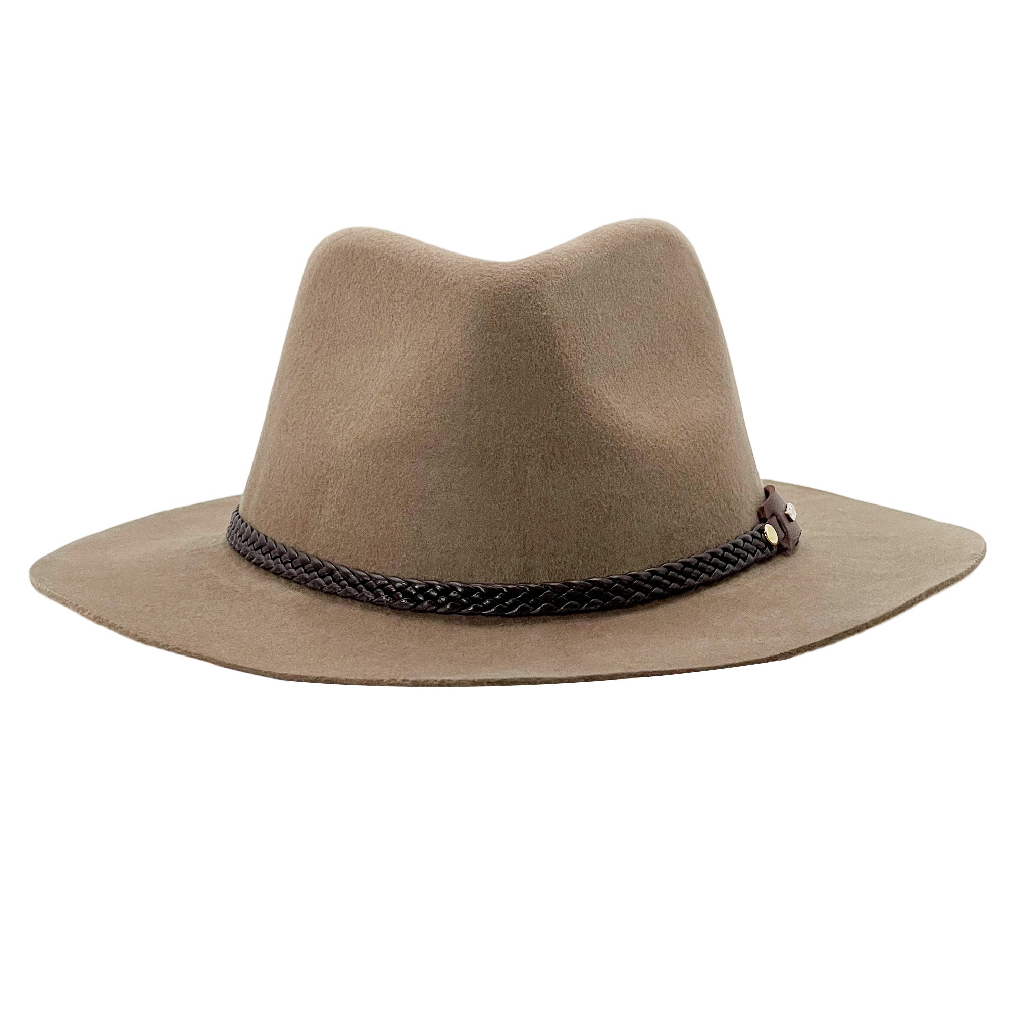 Earth-Tone Flat-Brim – Woven Leather Band