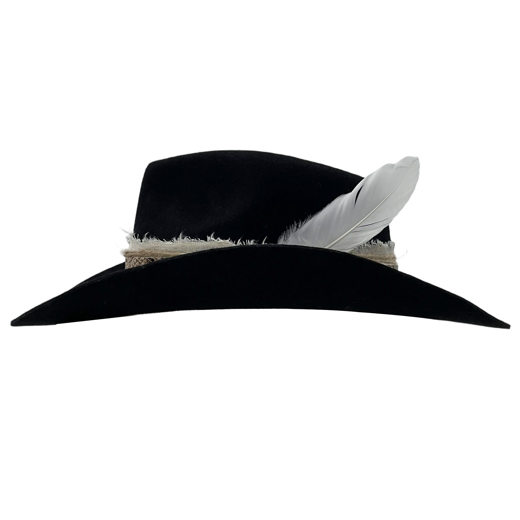 Black Cowboy Hat – Printed Band & Feather