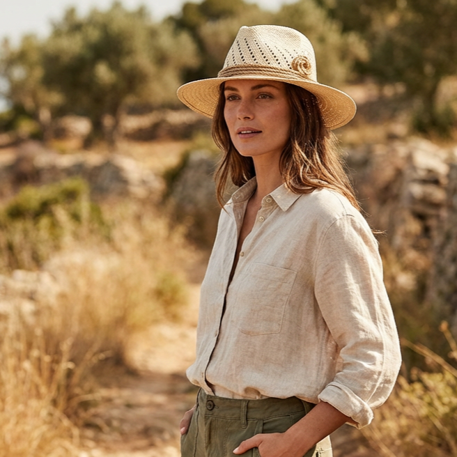 Breathable Ivory Hat – Hand-Formed Rope Accent
