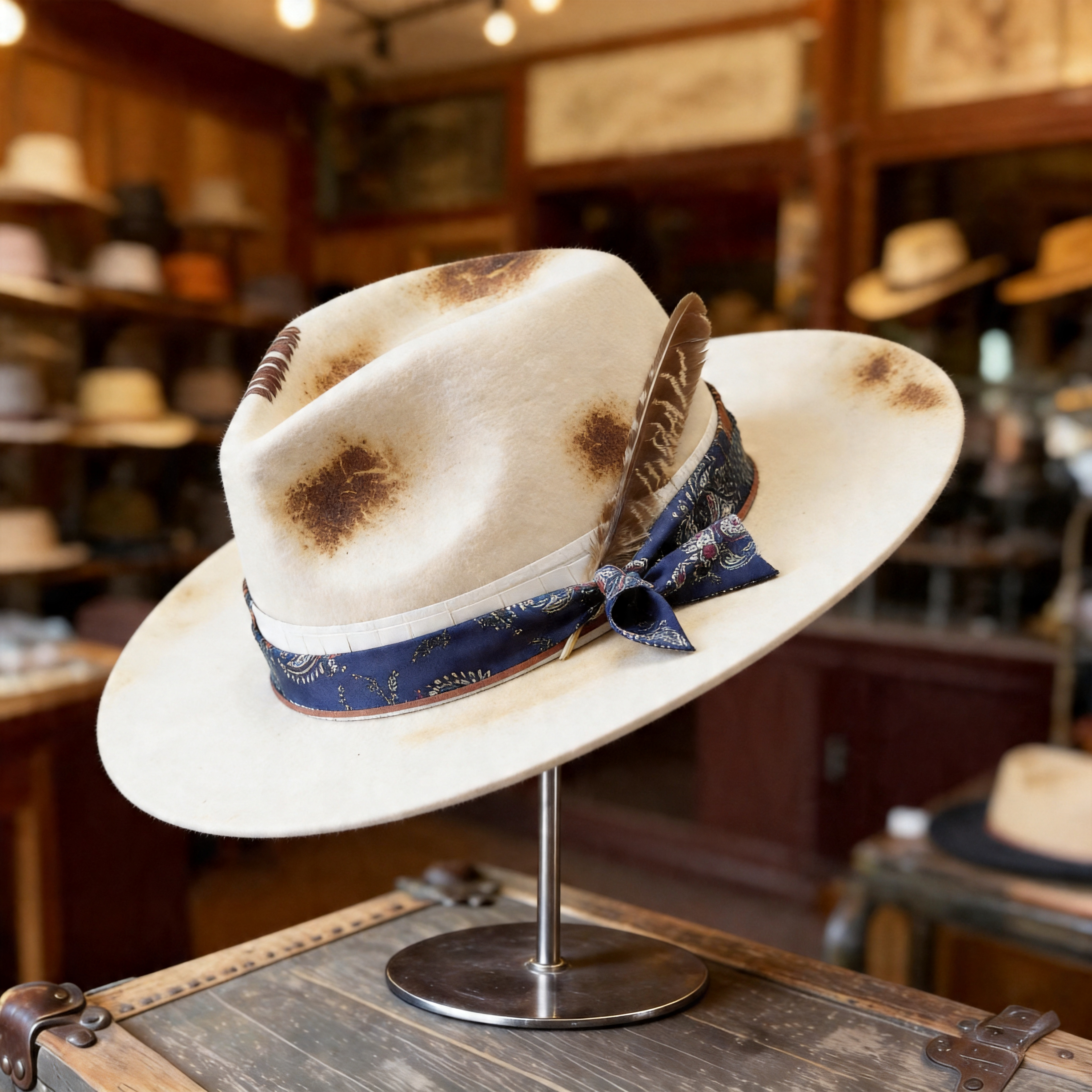 Contemporary Felt Hat – Sculpted Silhouette, Eclectic Trim