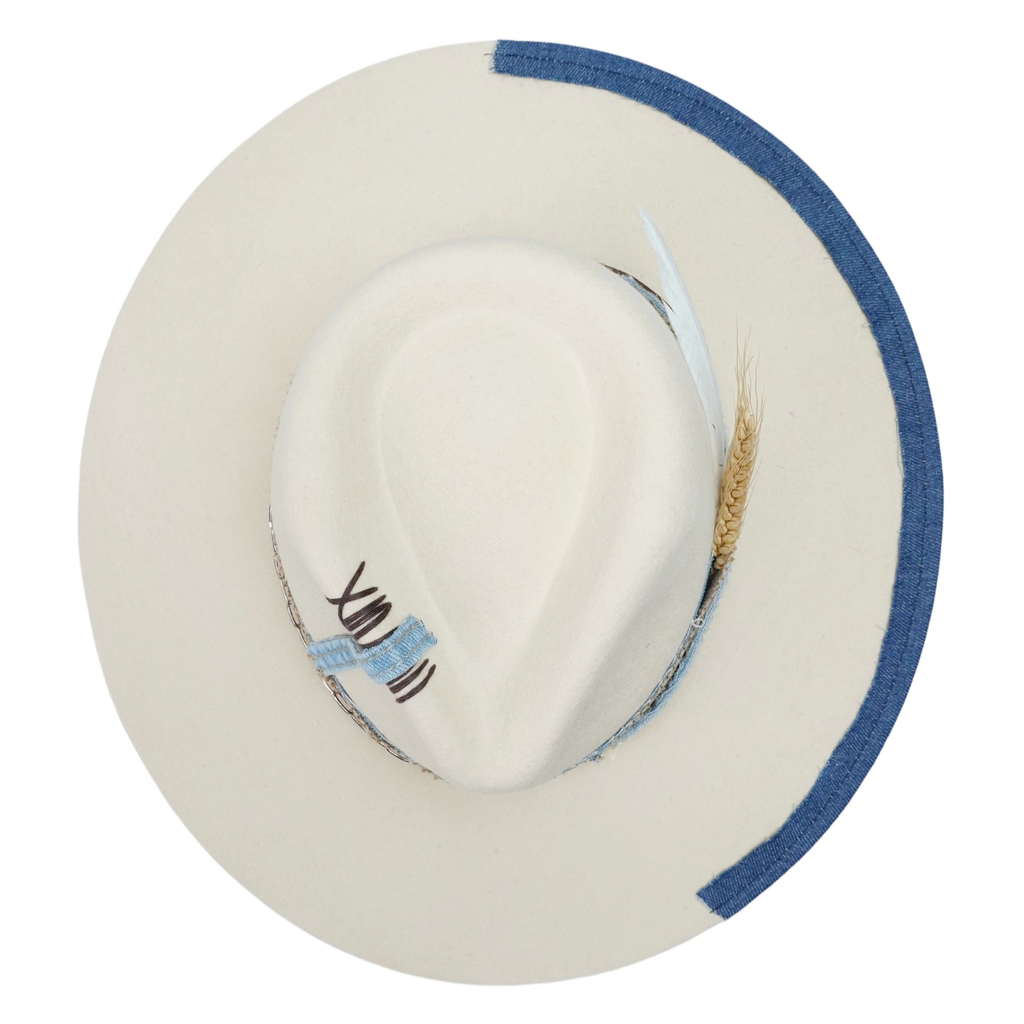 Teardrop Fedora - Cream with Leather & Silver Chain