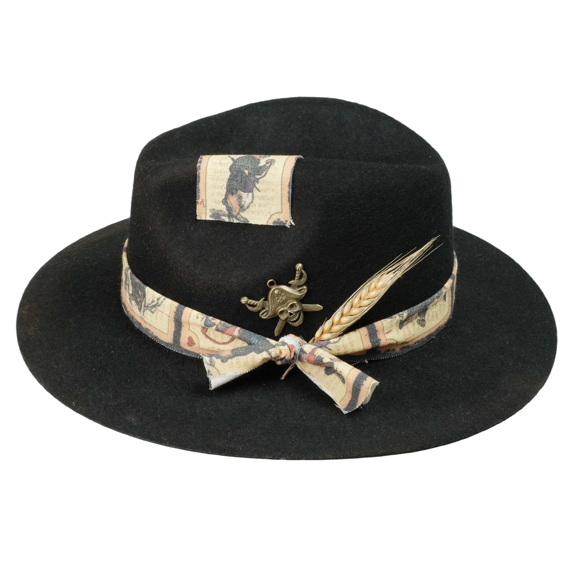 Minimal Felt Hat – Charred Detail, Retro Textile Trim
