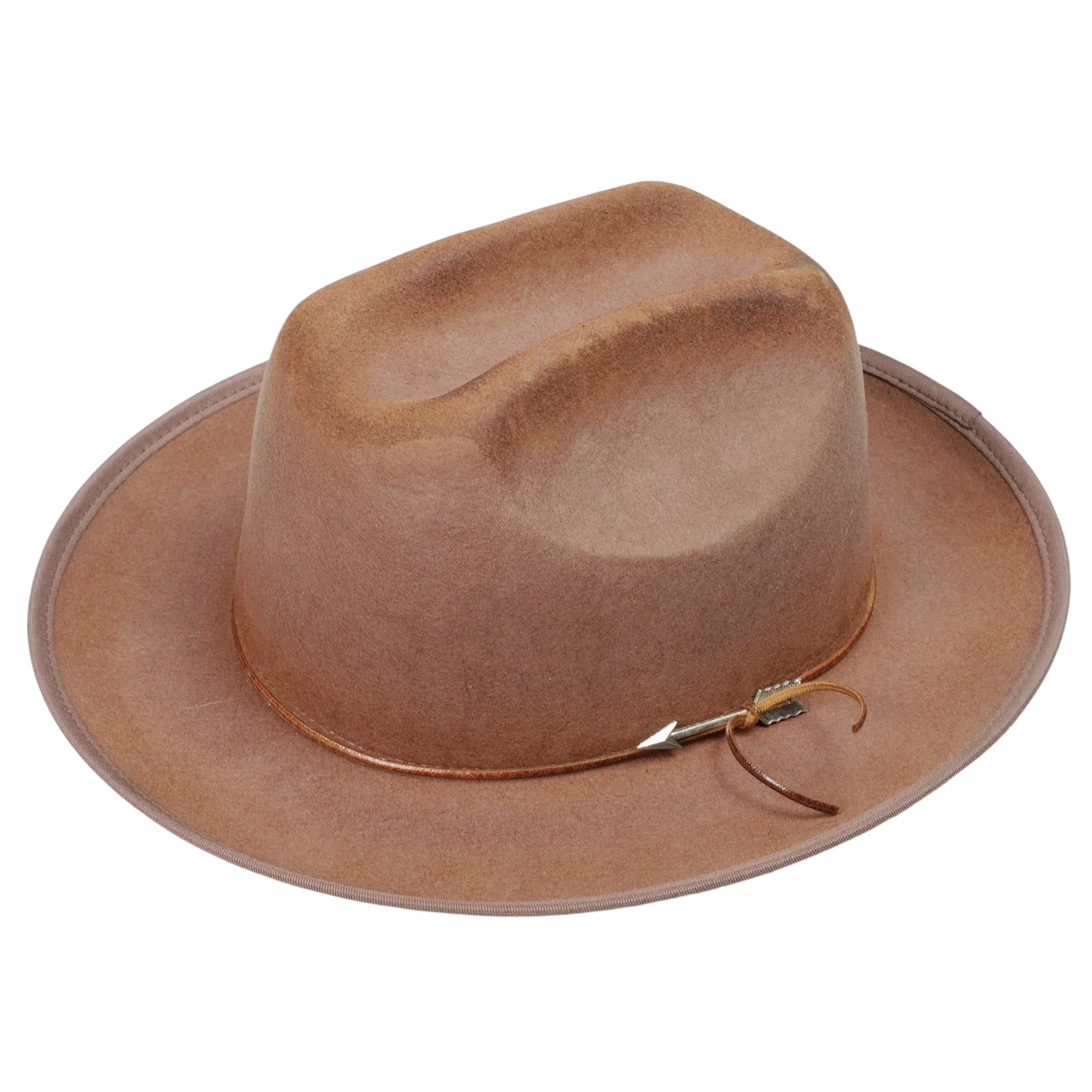 Tan Felt Open Road Hat with Metal Arrow Band