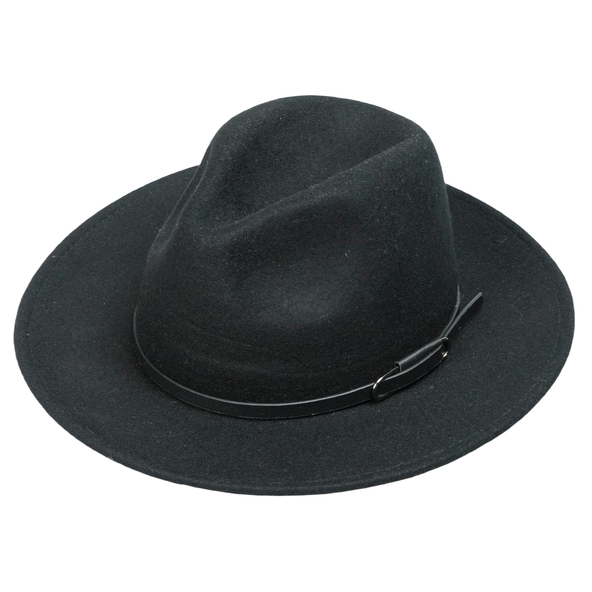 Black Felt Hat with Minimalist Leather Band