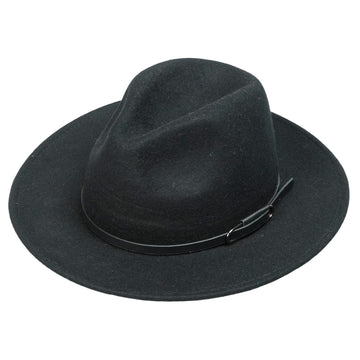 Black Felt Hat with Minimalist Leather Band