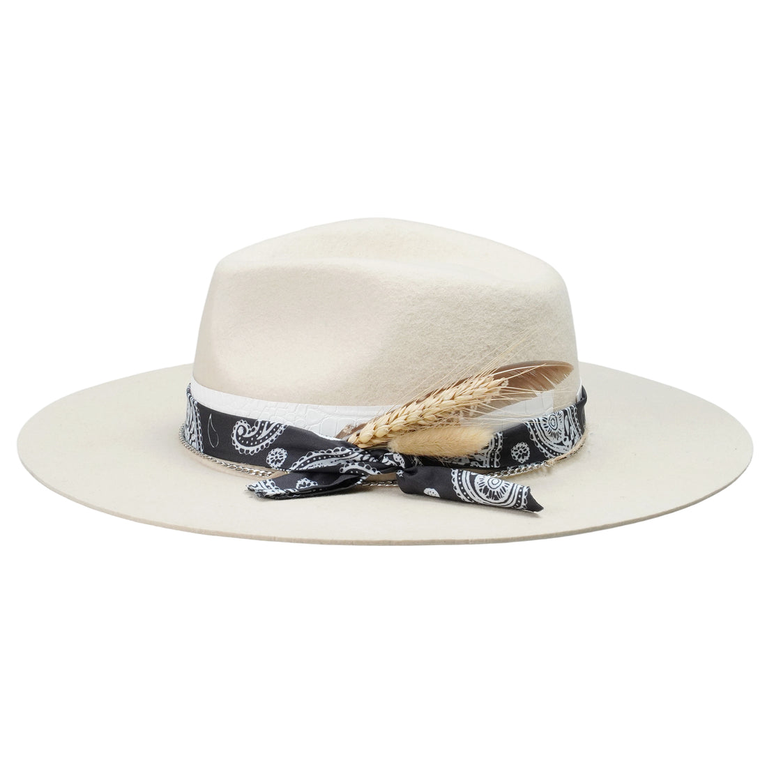 Off-White Straight Brim Felt Hat with Croc Band