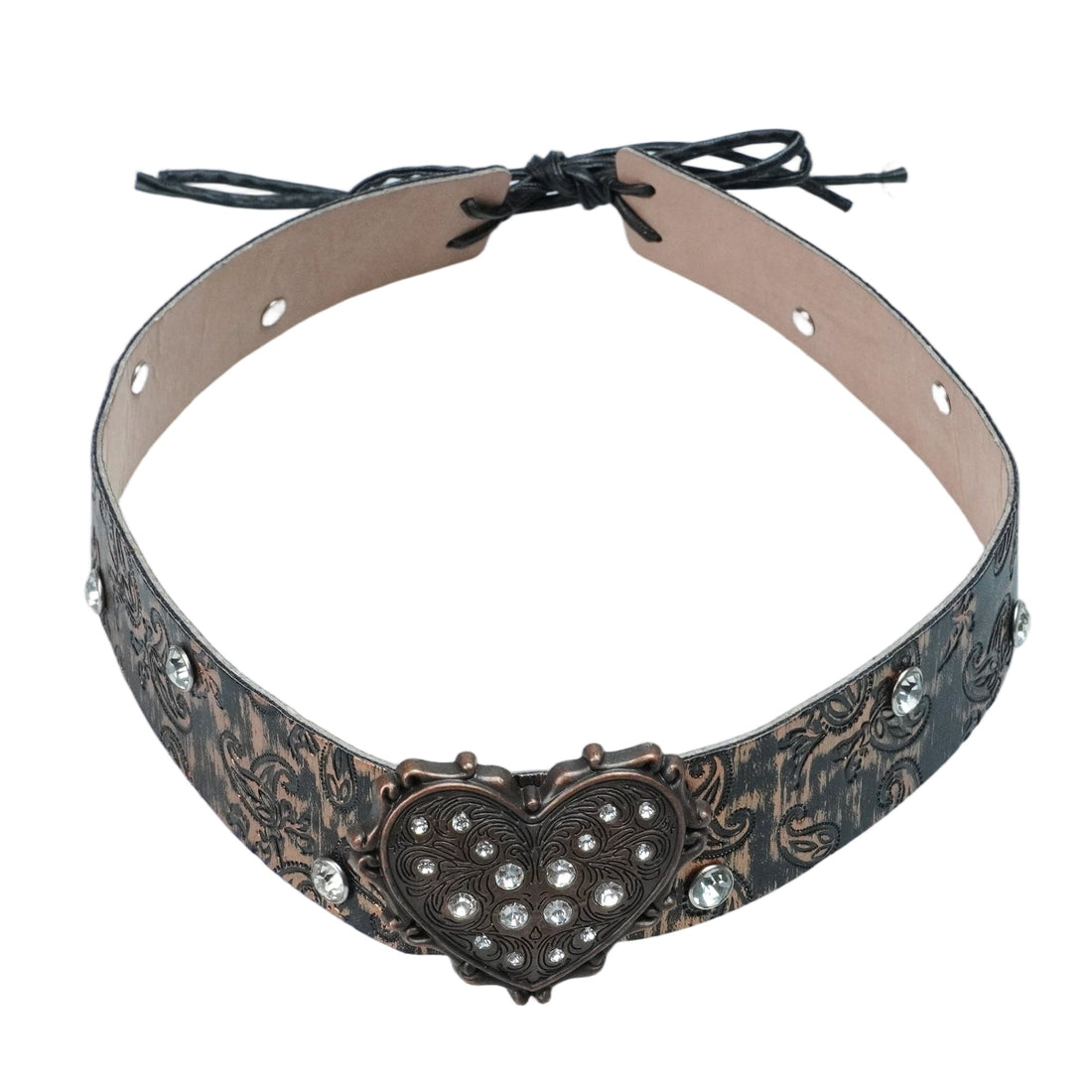 HEART METAL LEATHER HAT BAND