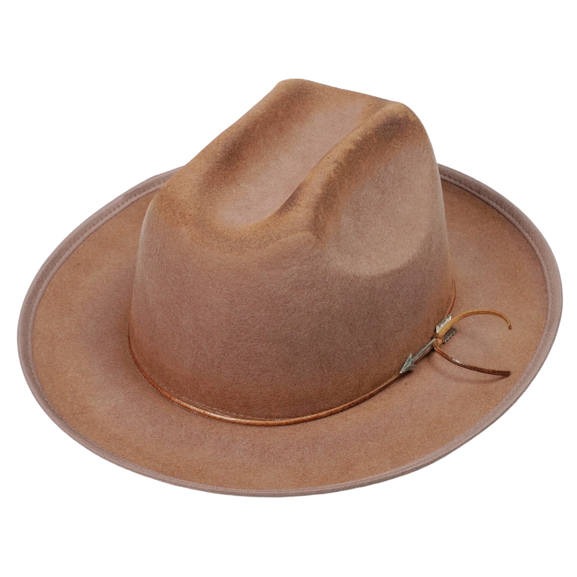 Tan Felt Open Road Hat with Metal Arrow Band