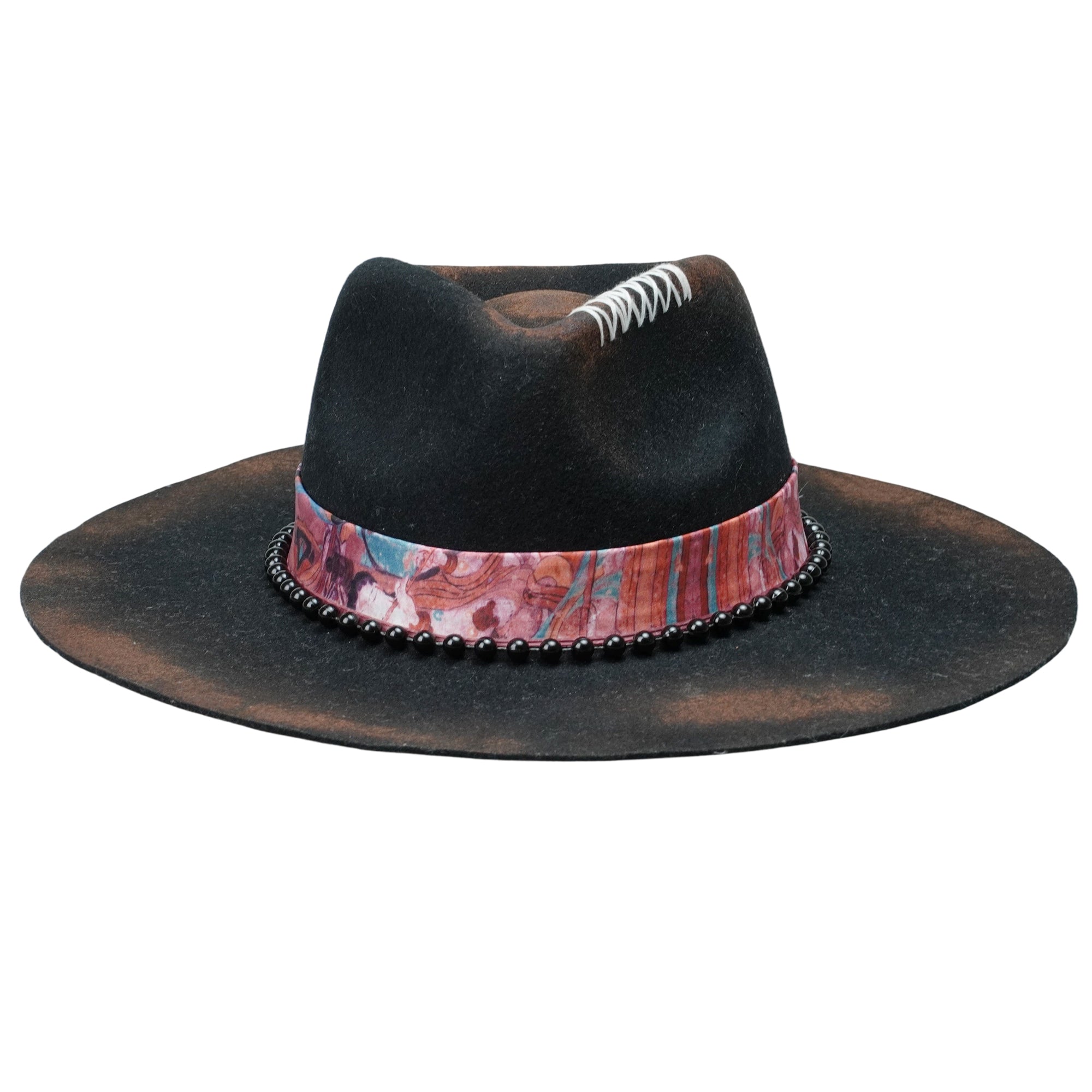 Artisanal Felt Hat – Black, Burnt, Hand-Stitched