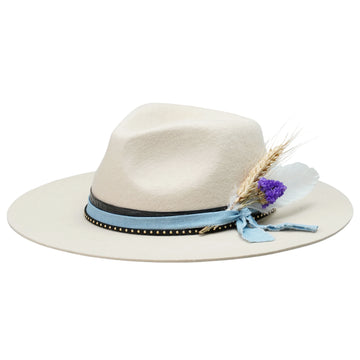 Off-White Straight Brim Felt Hat with Denim & Croc Band