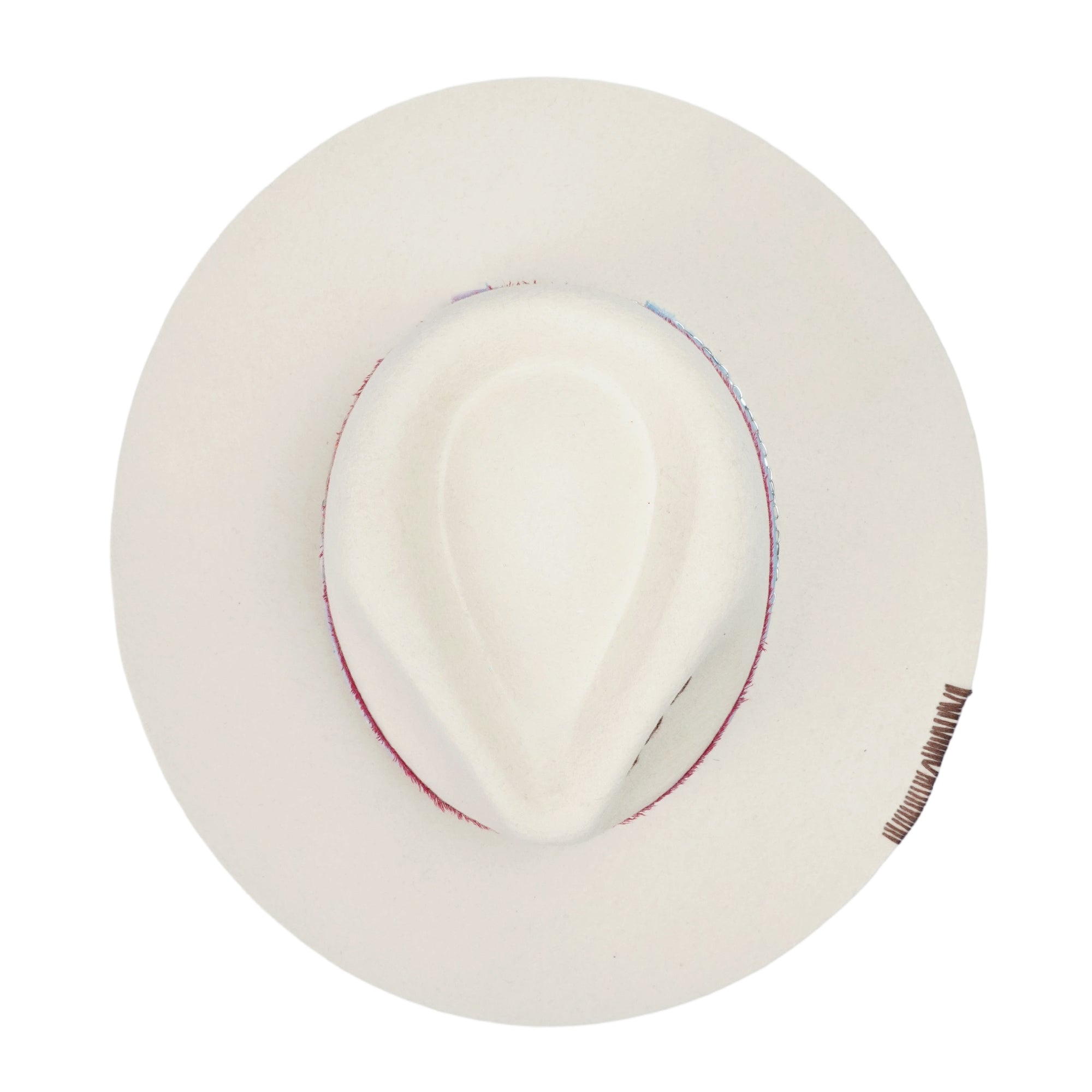Off-White Straight Brim Felt Hat with Silver Chain