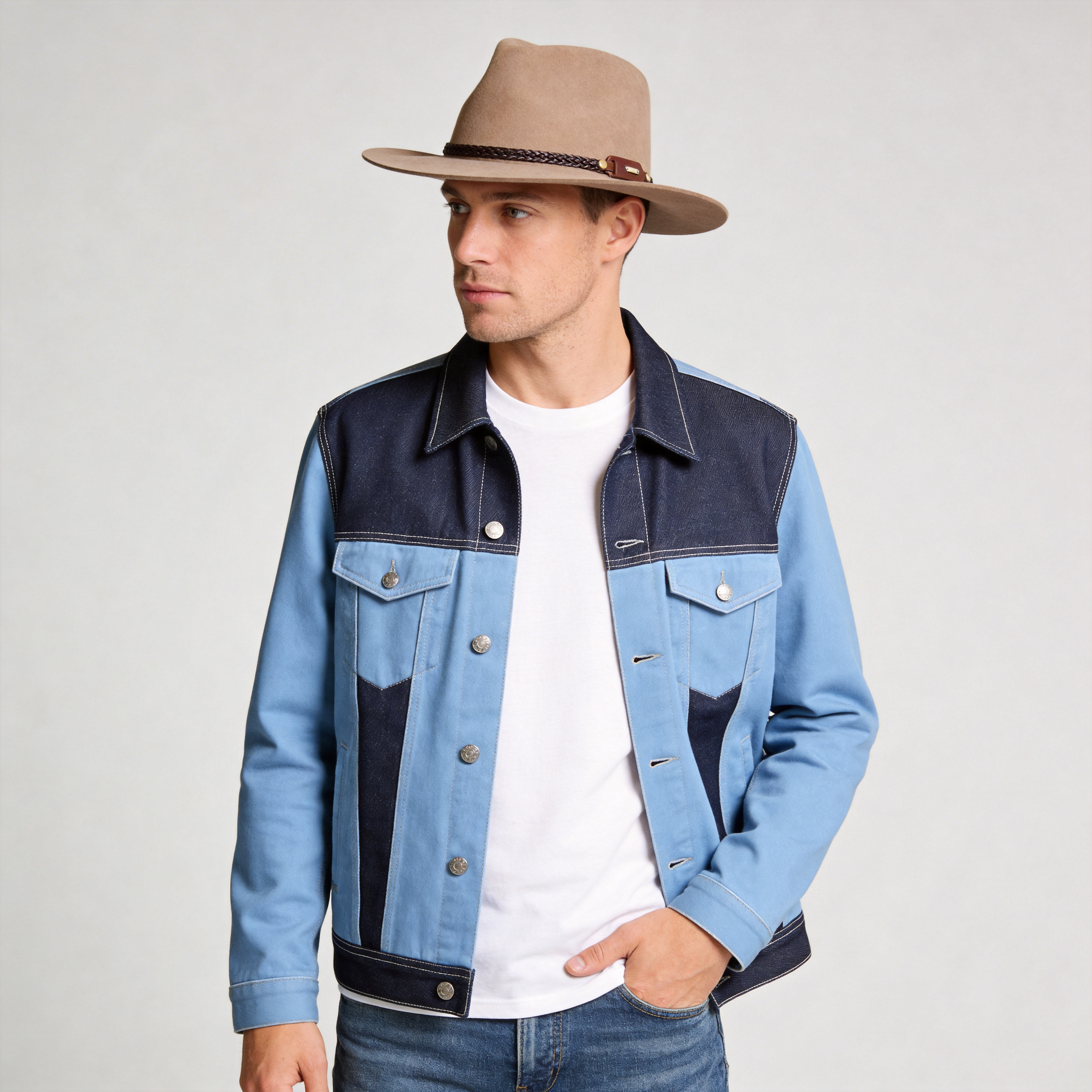 Earth-Tone Flat-Brim – Woven Leather Band