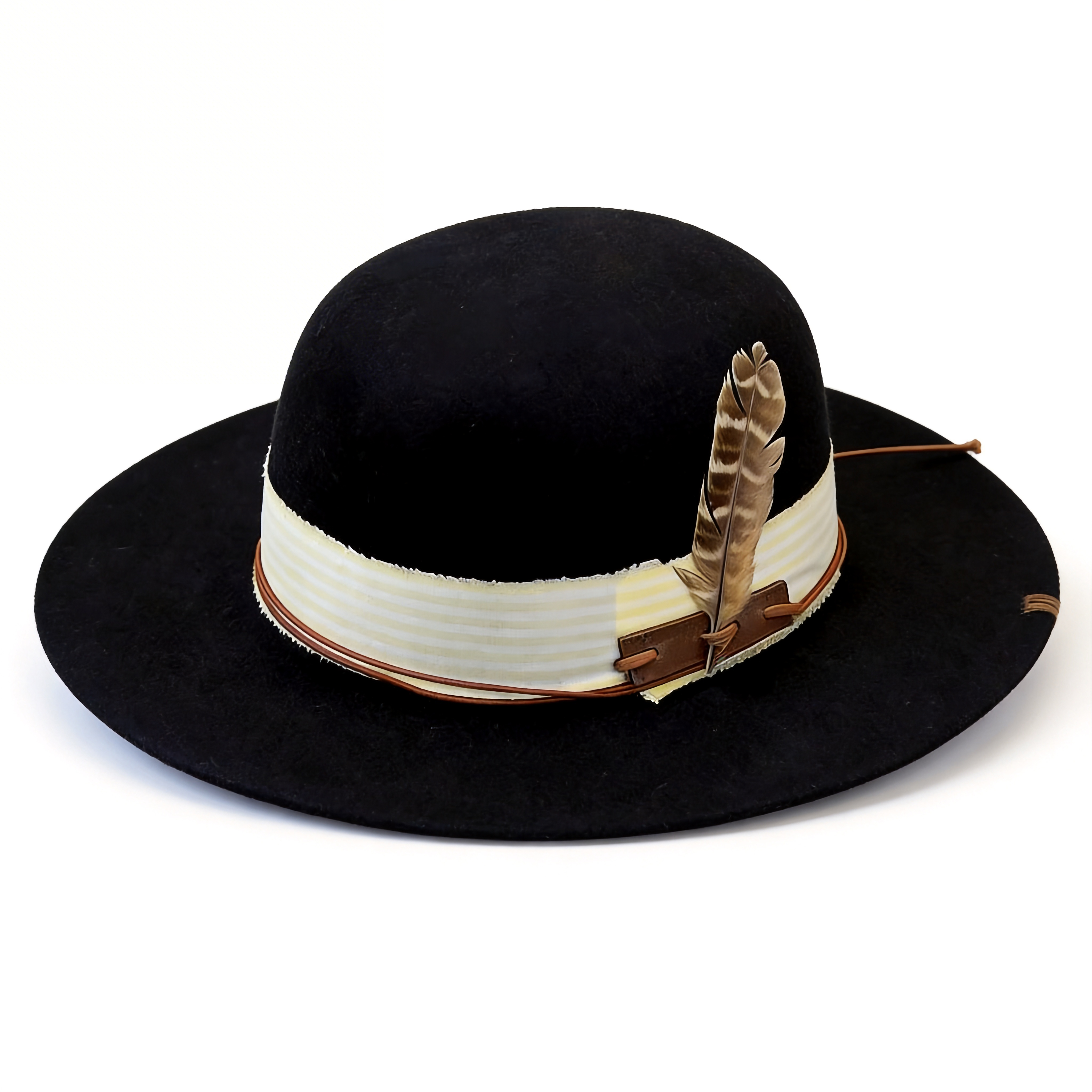 Black Flat-Brim – Striped Band