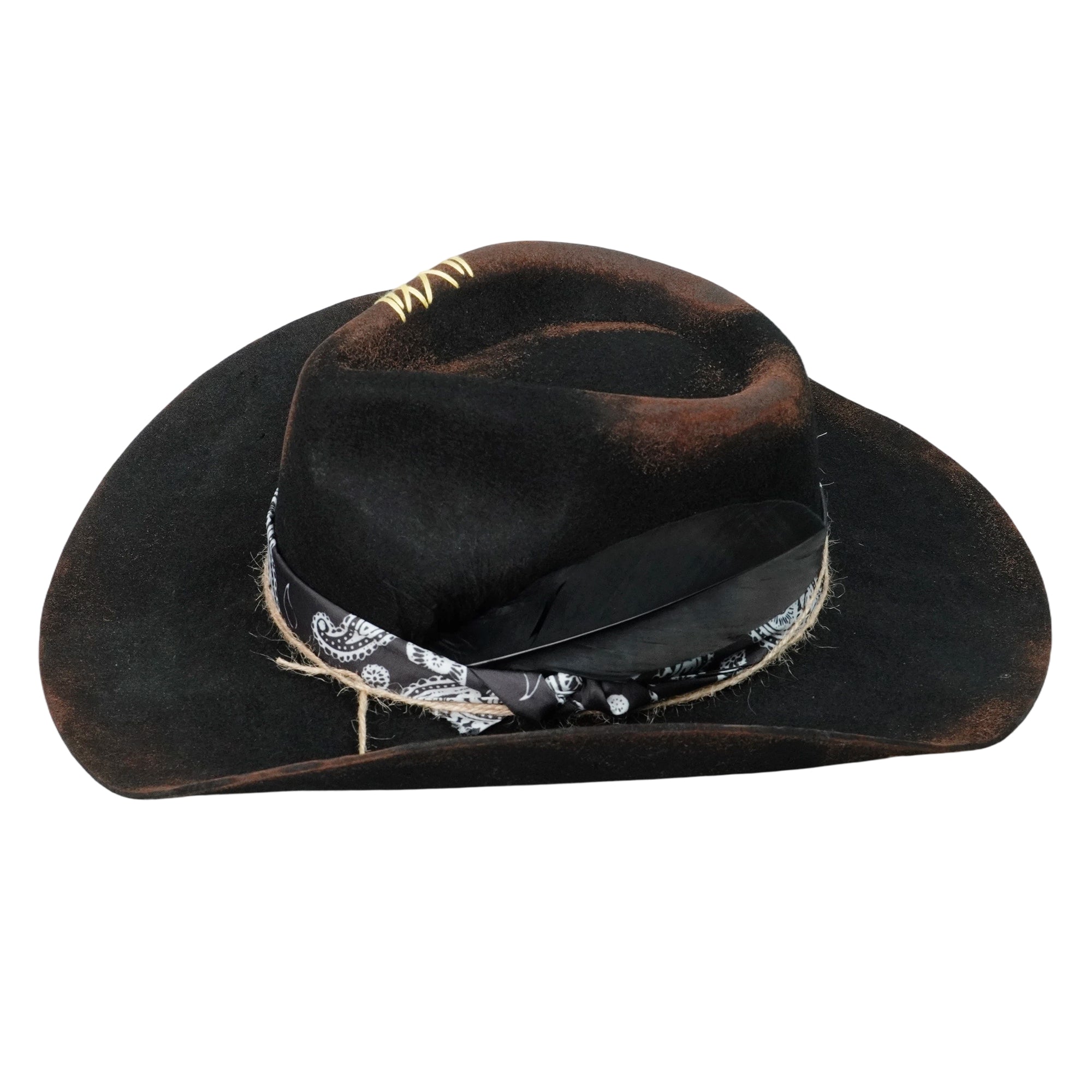 Statement Felt Hat – Rolled Brim, Hand-Tied Knots