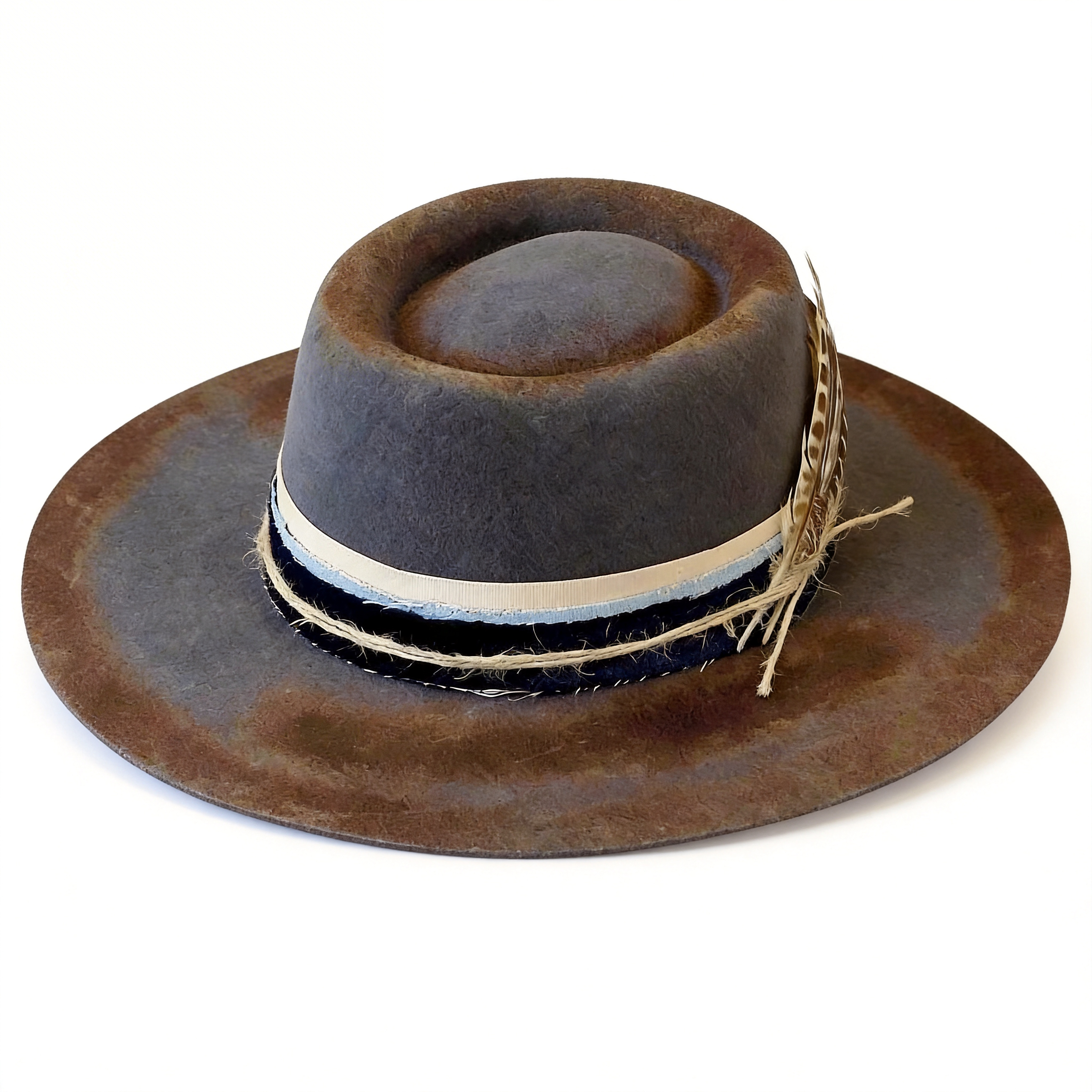 Night Sky Custom Flat-Brim Wool Felt Gambler Hat