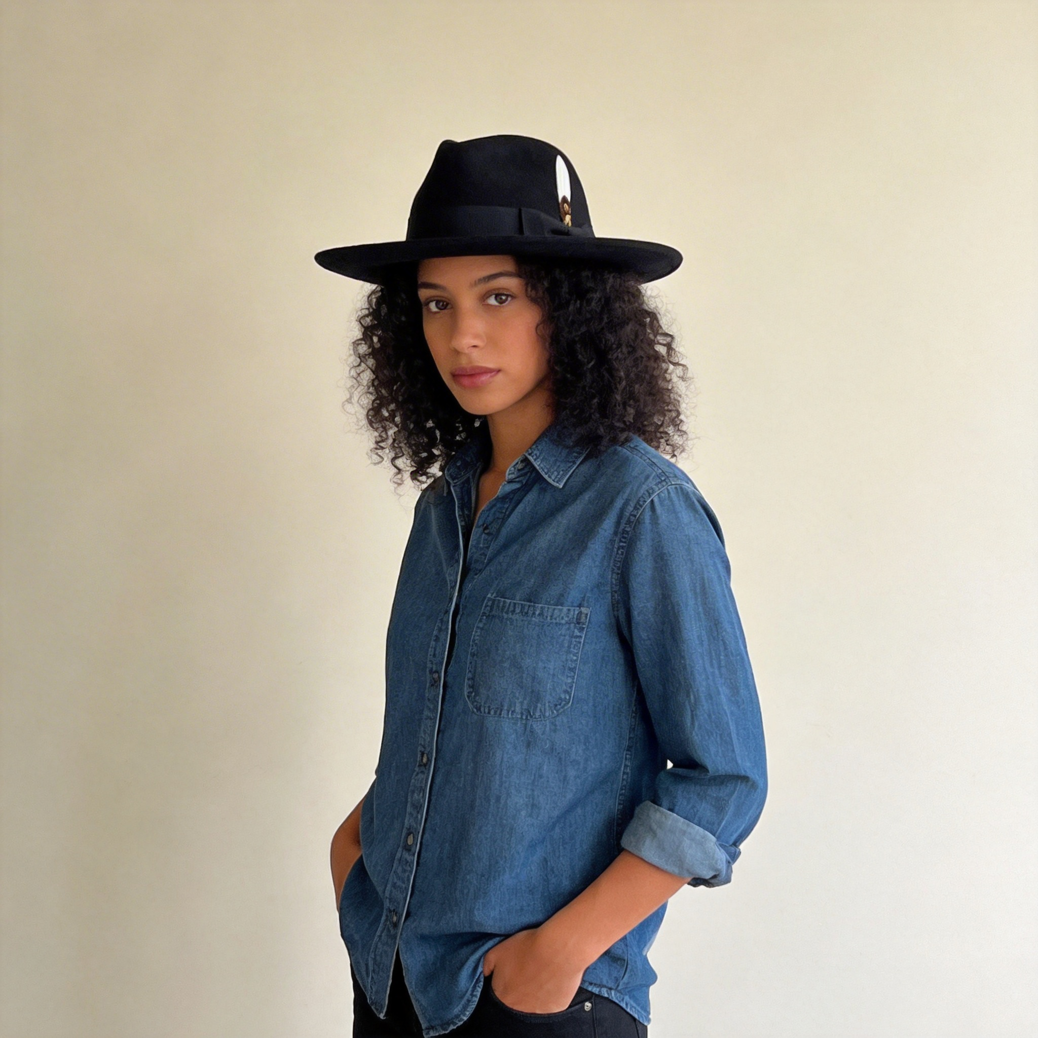 Modern Black Hat – Textured Band Detail