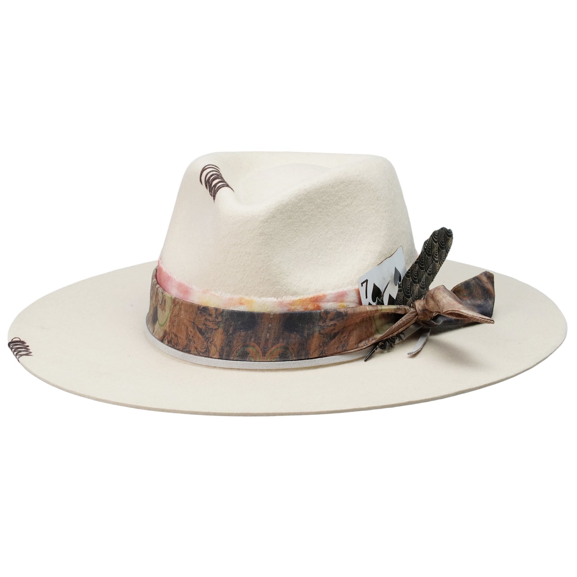 Elegant Beige Hat with Decorative Card Detail