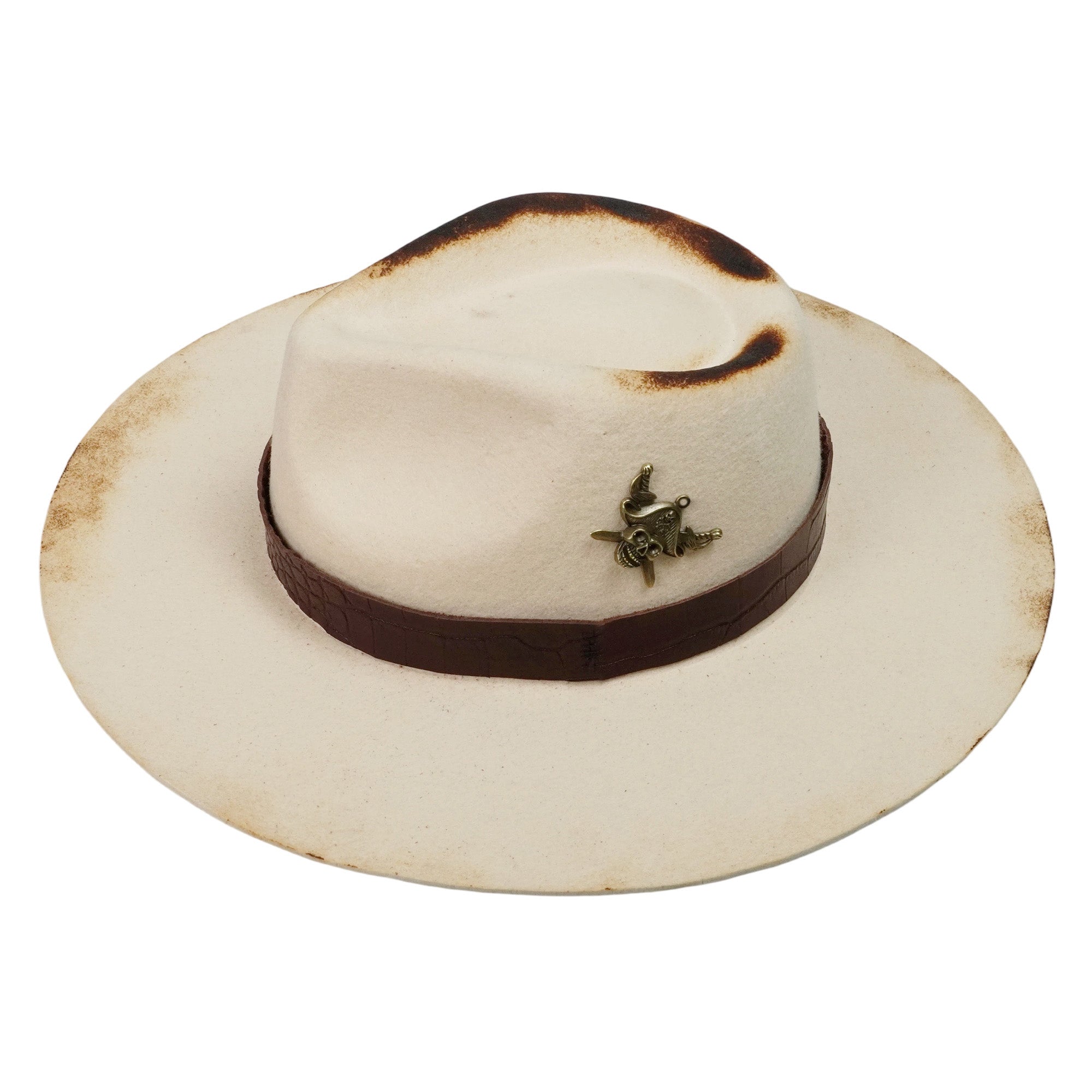 Modern Felt Hat – Distressed Edge, Copper Metal Trim