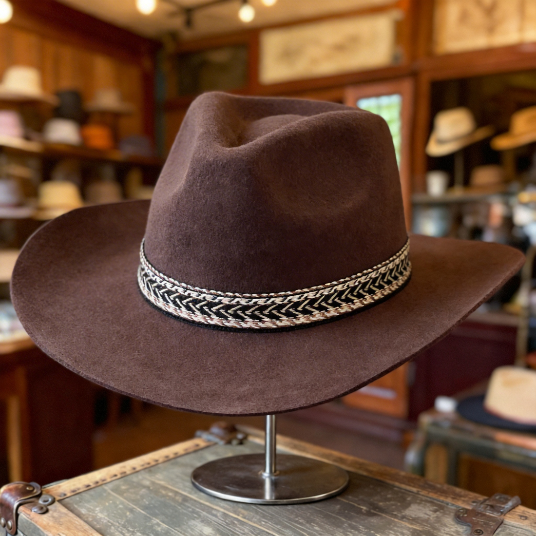 Brown Cowboy – Woven Band Detail