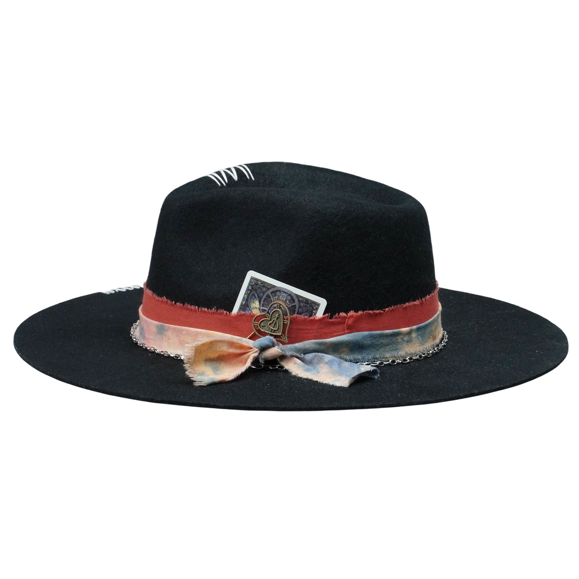 Statement Hat – Black, Tie-Dye, Metal & Card