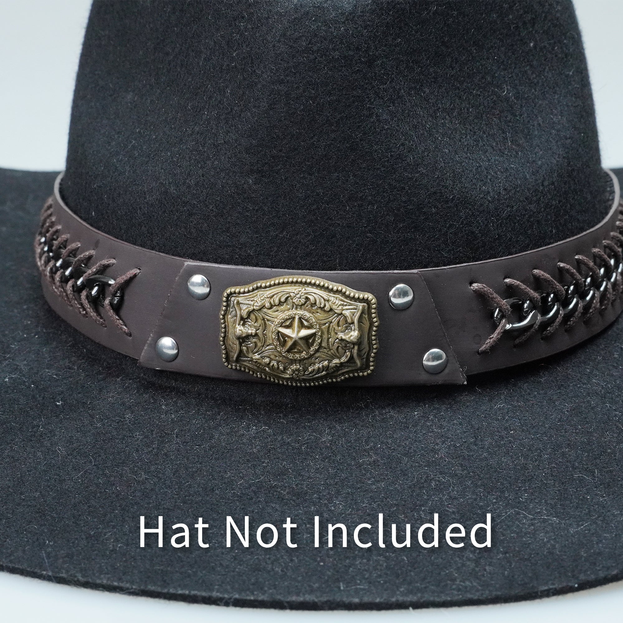 STAR METAL BRAIDED LEATHER HAT BAND