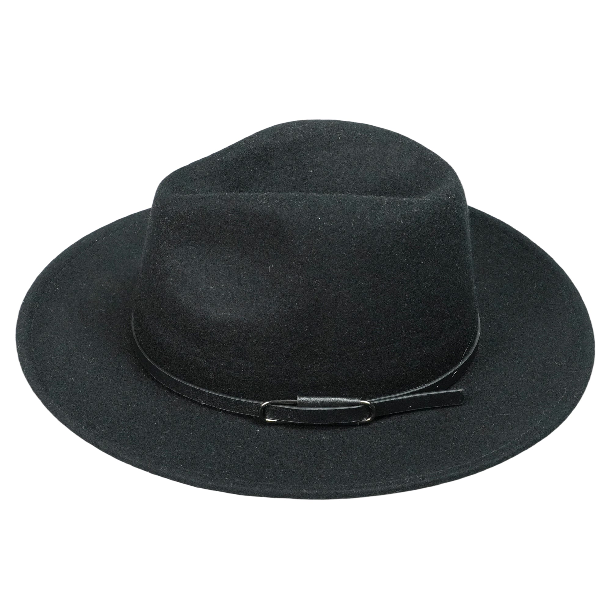 Black Felt Hat with Minimalist Leather Band