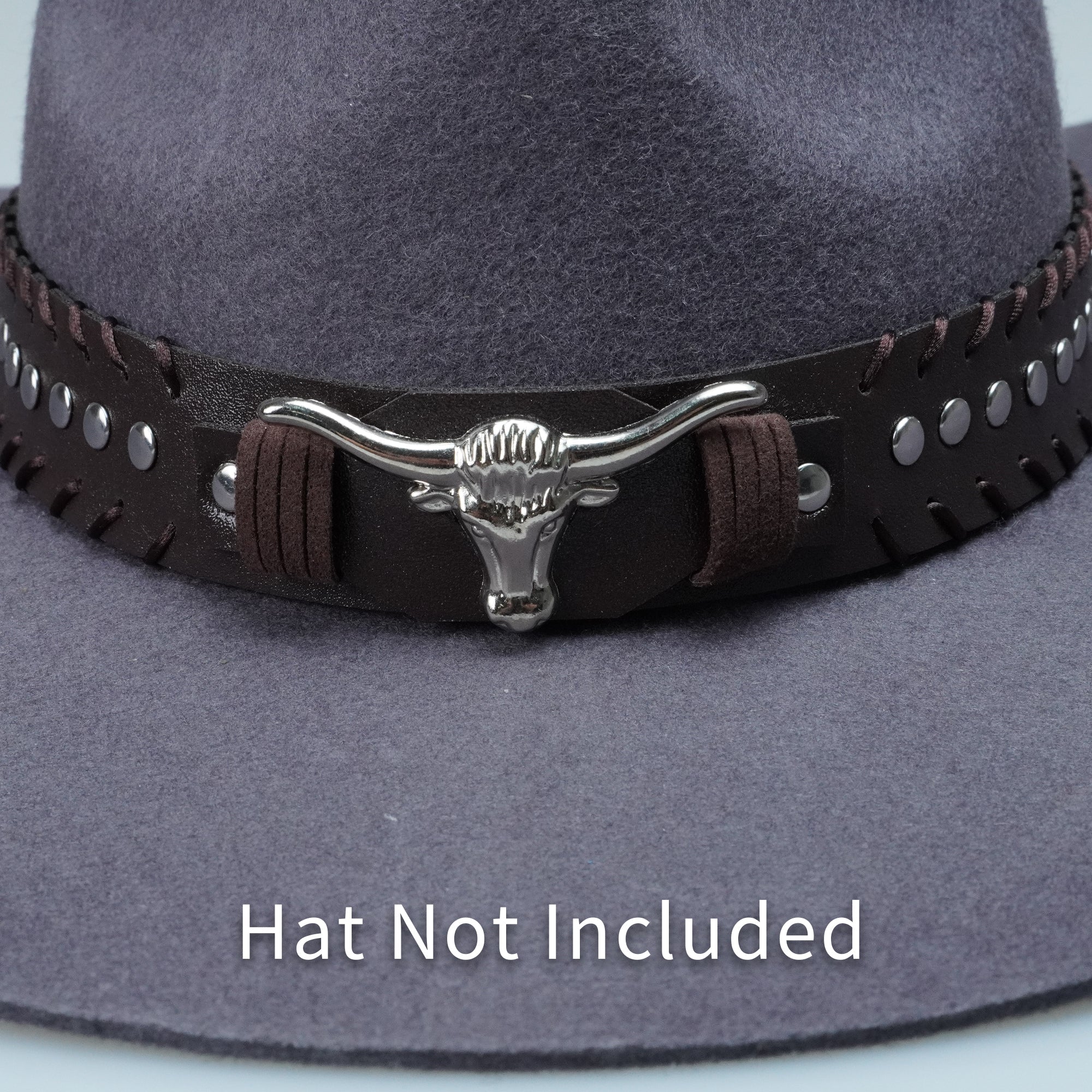 SILVER BULL STUDD LEATHER HAT BAND