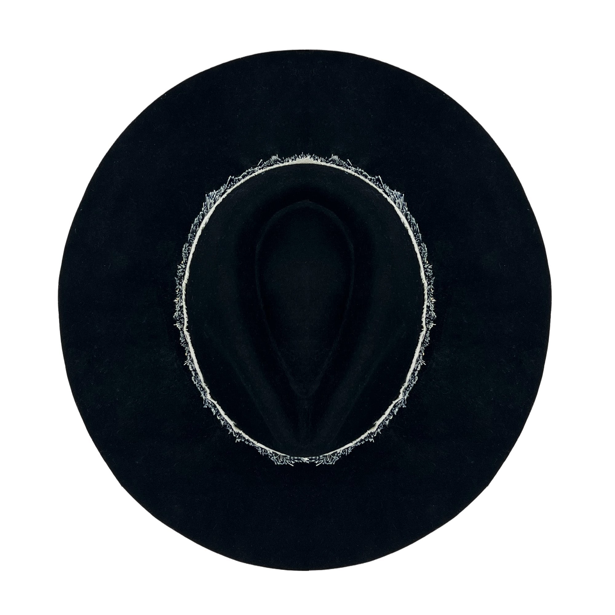 Black Wide-Brim Hat – Woven Band Detail