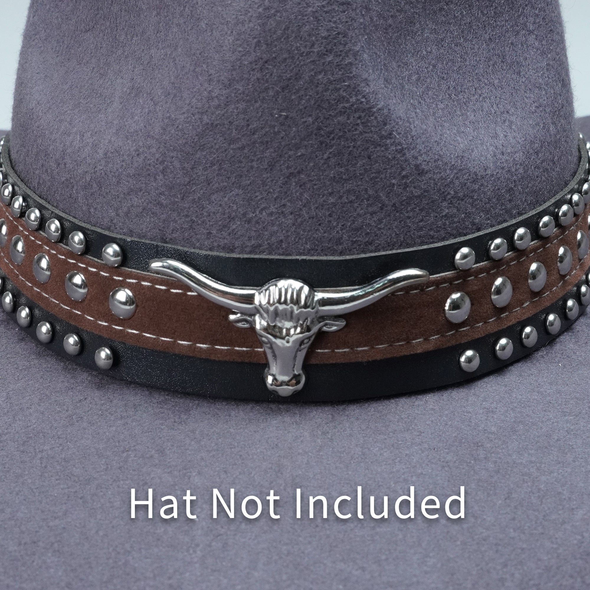 BLACK BROWN BULL LEATHER HAT BAND