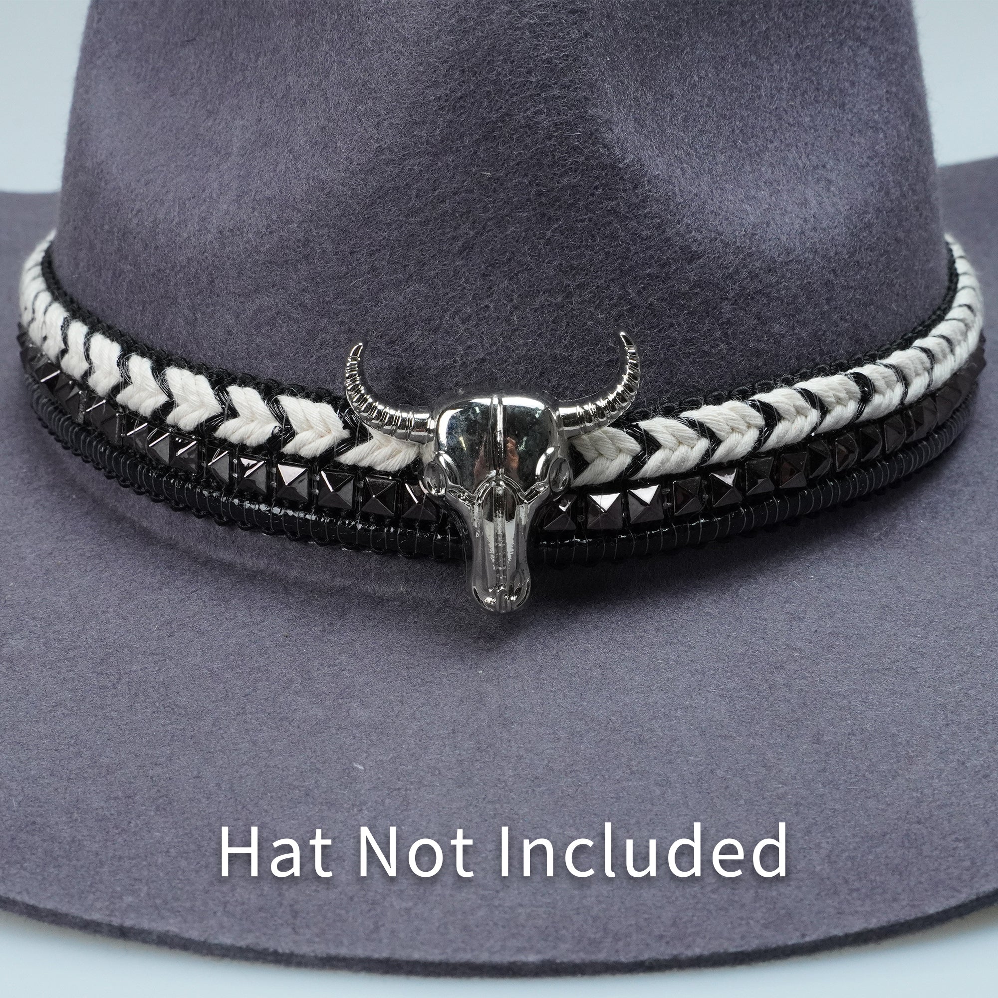 WOVEN BULL HEAD METAL HAT BAND