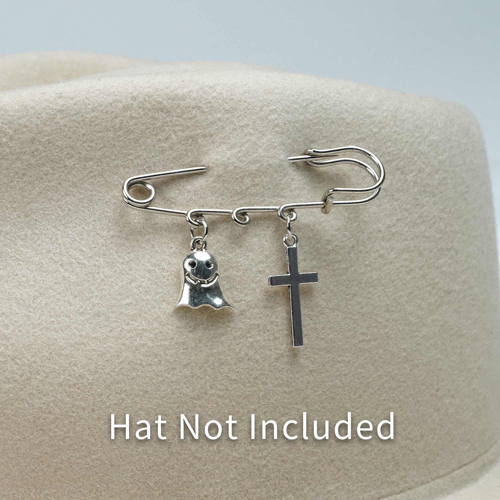 SILVER GHOST CROSS HAT PIN