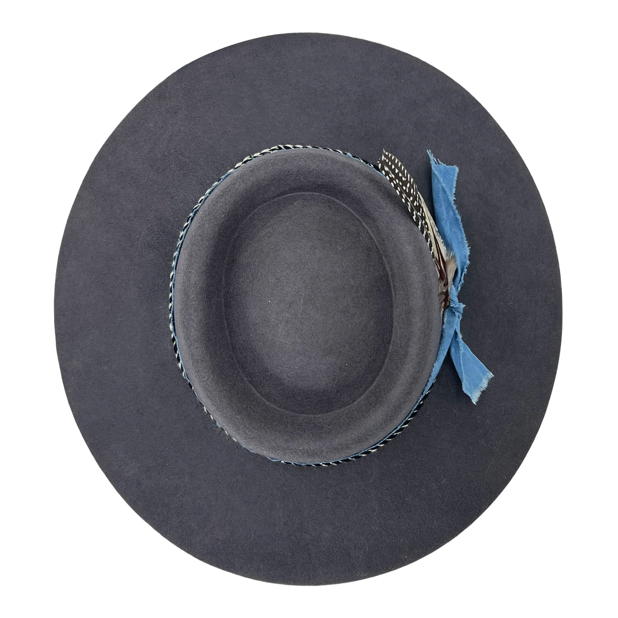 Gray Gambler Hat – Woven Band & Feather