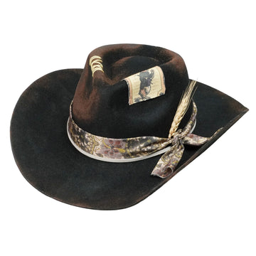 Refined Felt Hat – Black Base, Custom Floral Band