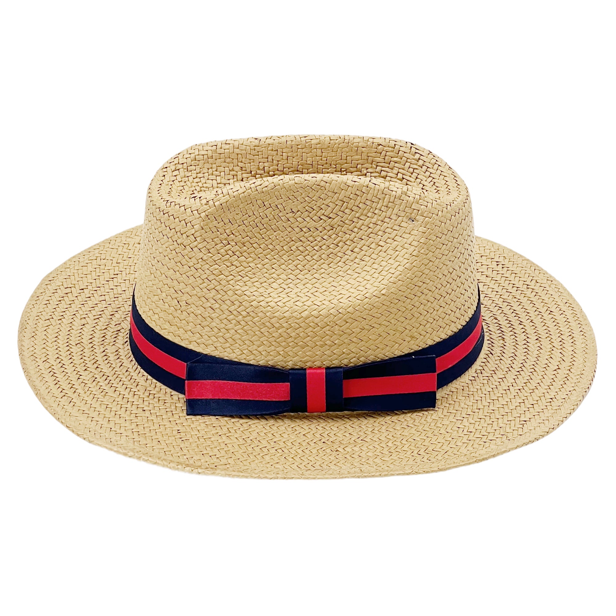 Straw Hat – Beige, Color-Blocked Band