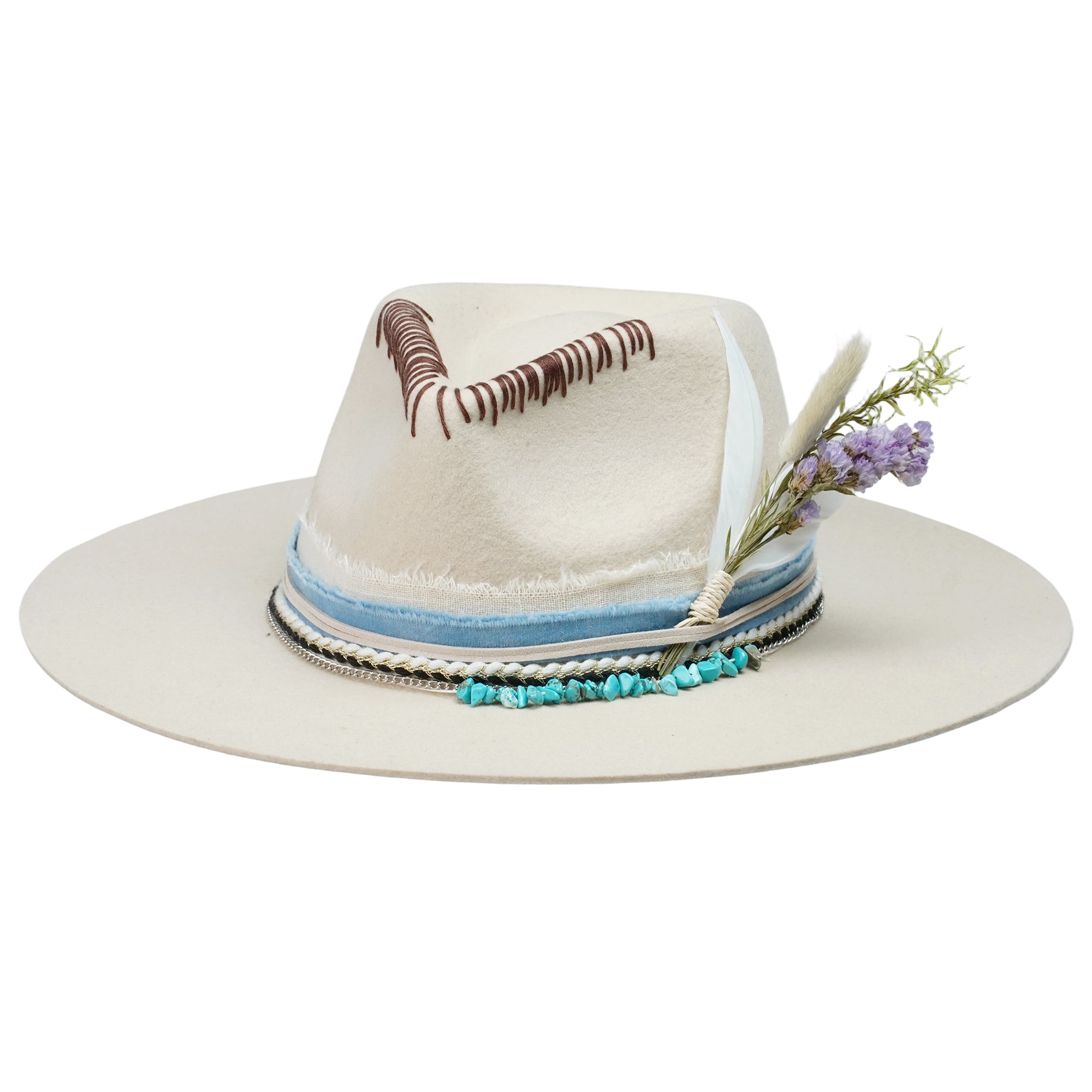 Classic Teardrop Crown - Cream with Dried Flower Bouquet