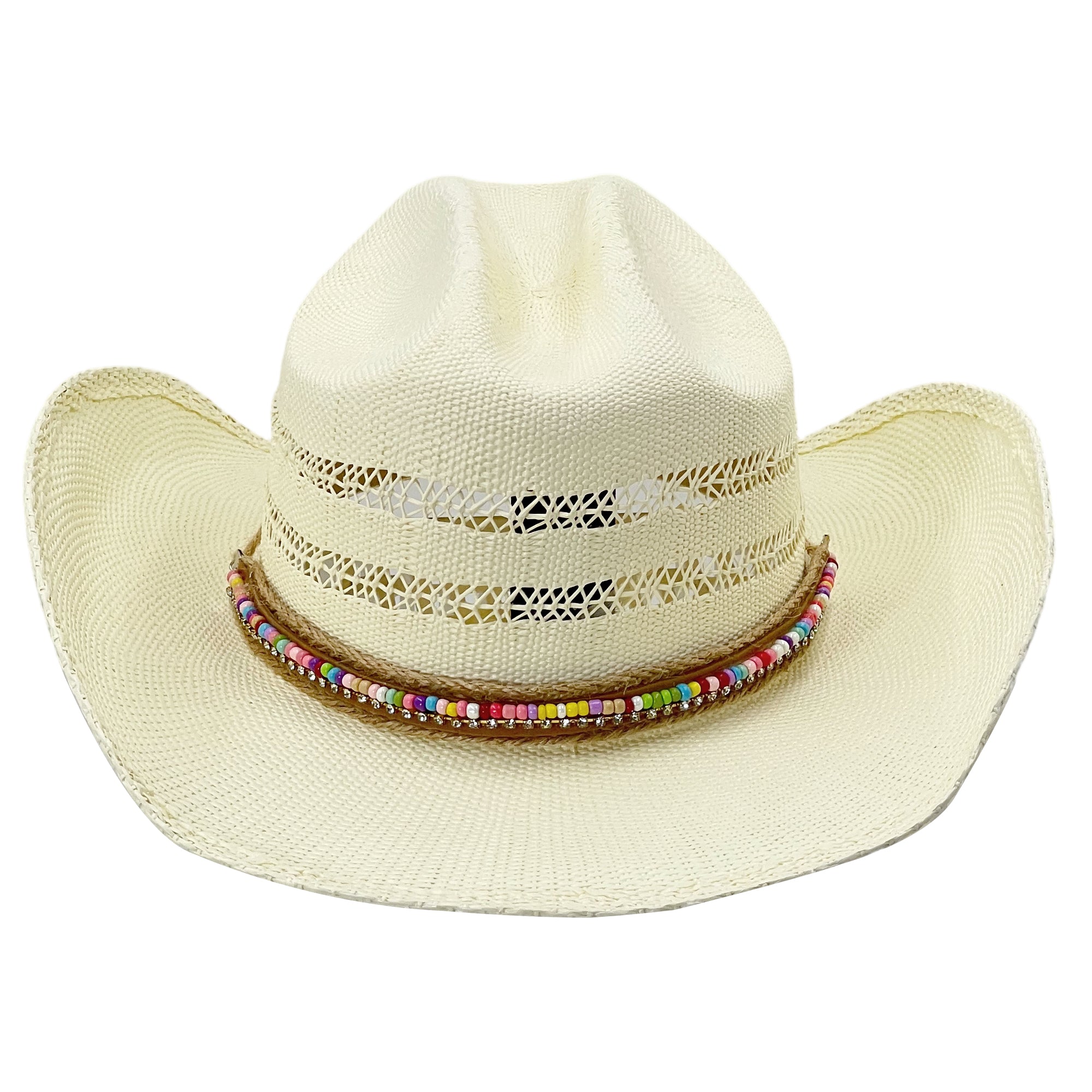 Beaded Straw Hat – Ventilated Crown Design