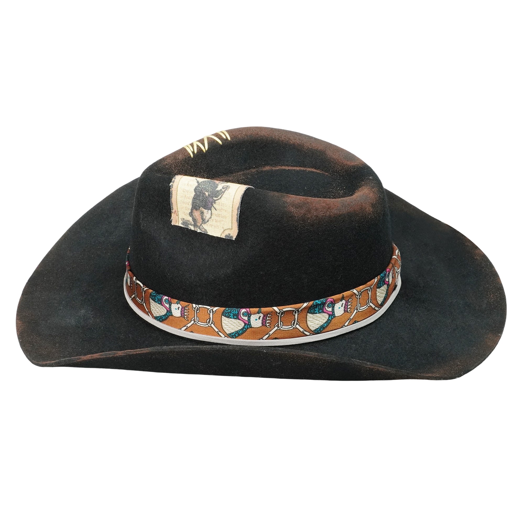 Hand-Burned Urban Felt Hat – Dark Tone, Artisanal Burnt Effect
