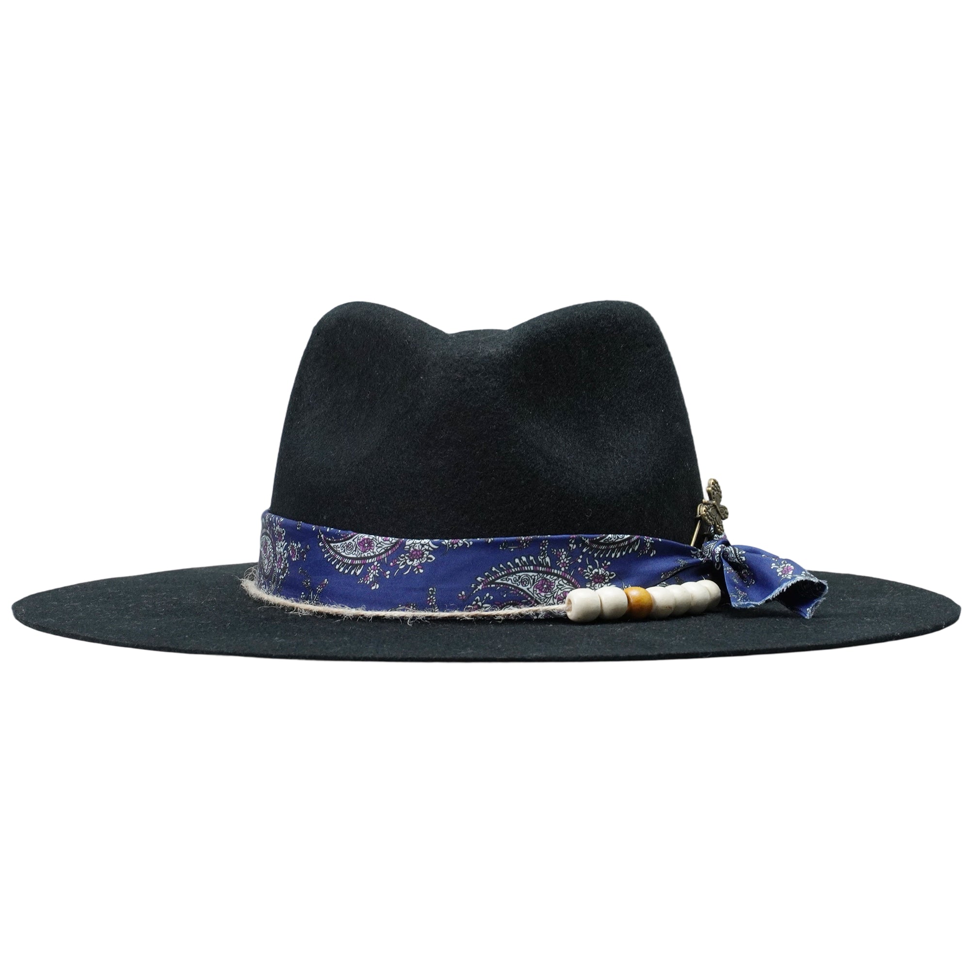 Statement Brim Hat: Beads, Metal, Ornate Fabric