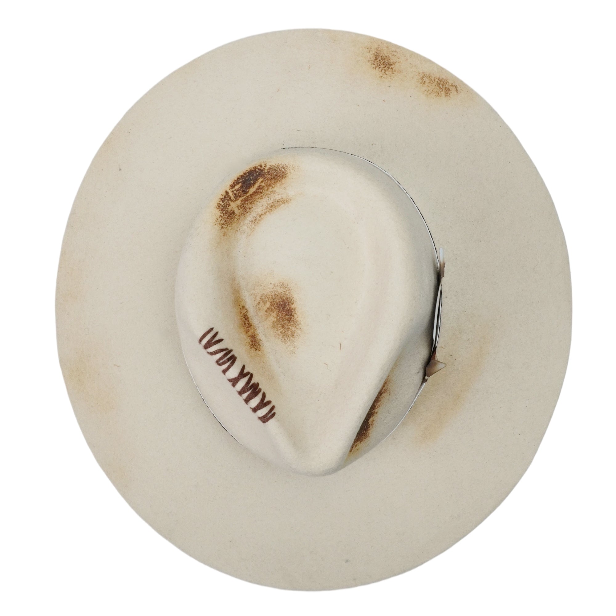 Teardrop Felt Hat with Ornate Band & Charred Card