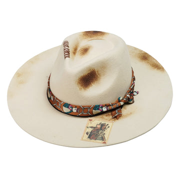 Statement Felt Hat – Teardrop Crown, Decorated Brim