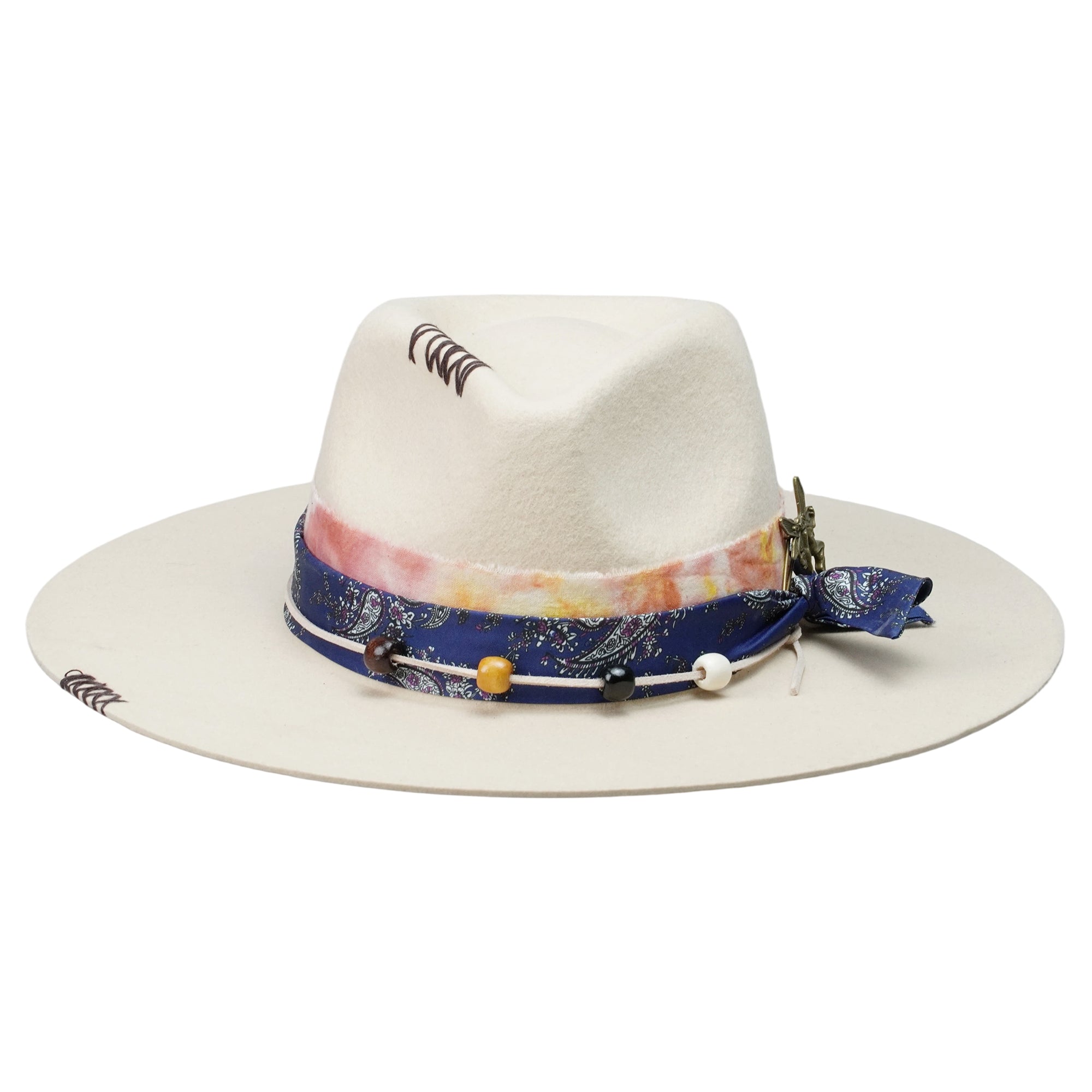 Modern Felt Hat: Luxurious Fabric, Metal, Beads