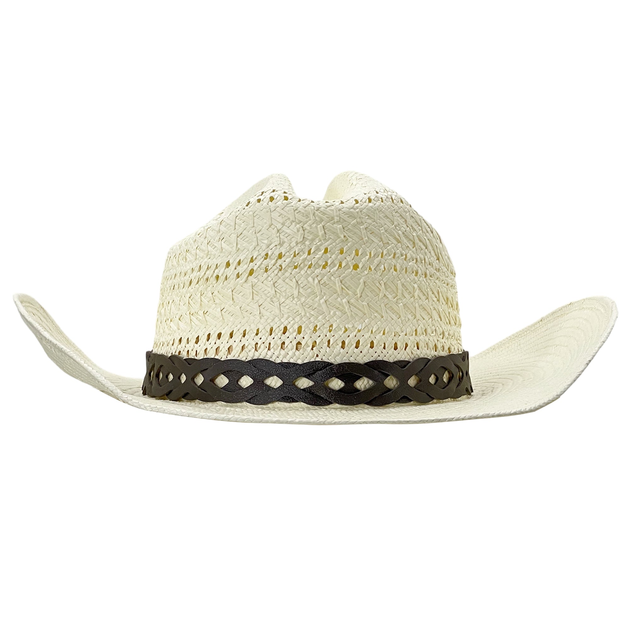 Leather-Band Straw Hat – Ventilated Crown