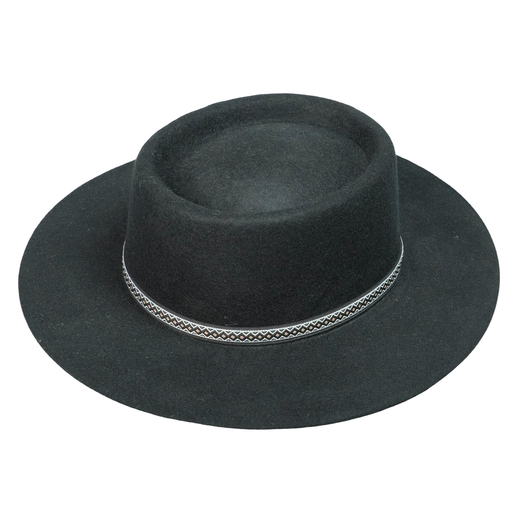 Versatile Black Gambler Hat – Clean Lines, Artistic Strap Design