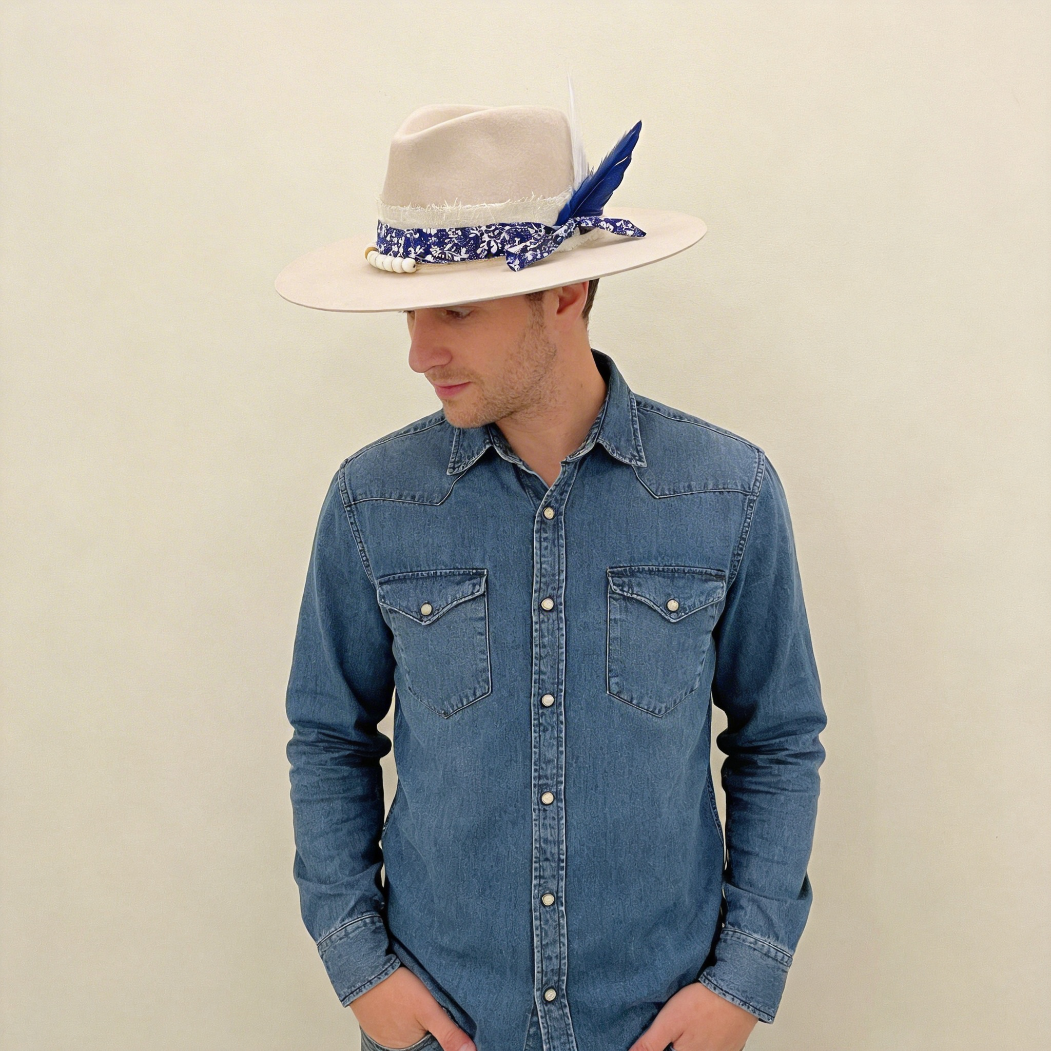 Off-White Wide-Brim – Feather & Bead Trim