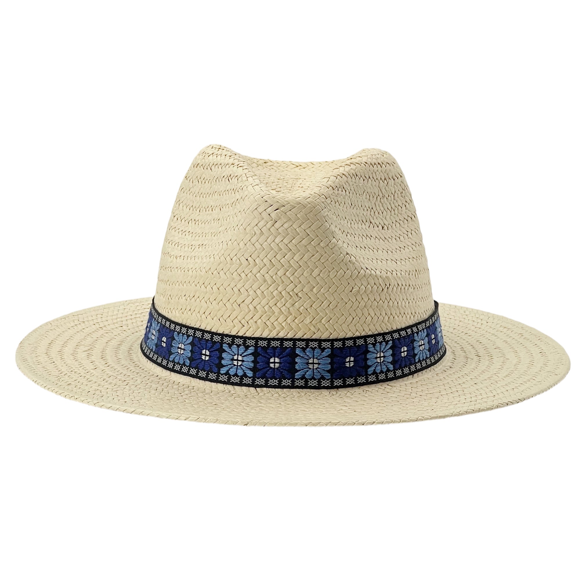 Modern Straw Hat – Woven Accent in Beige
