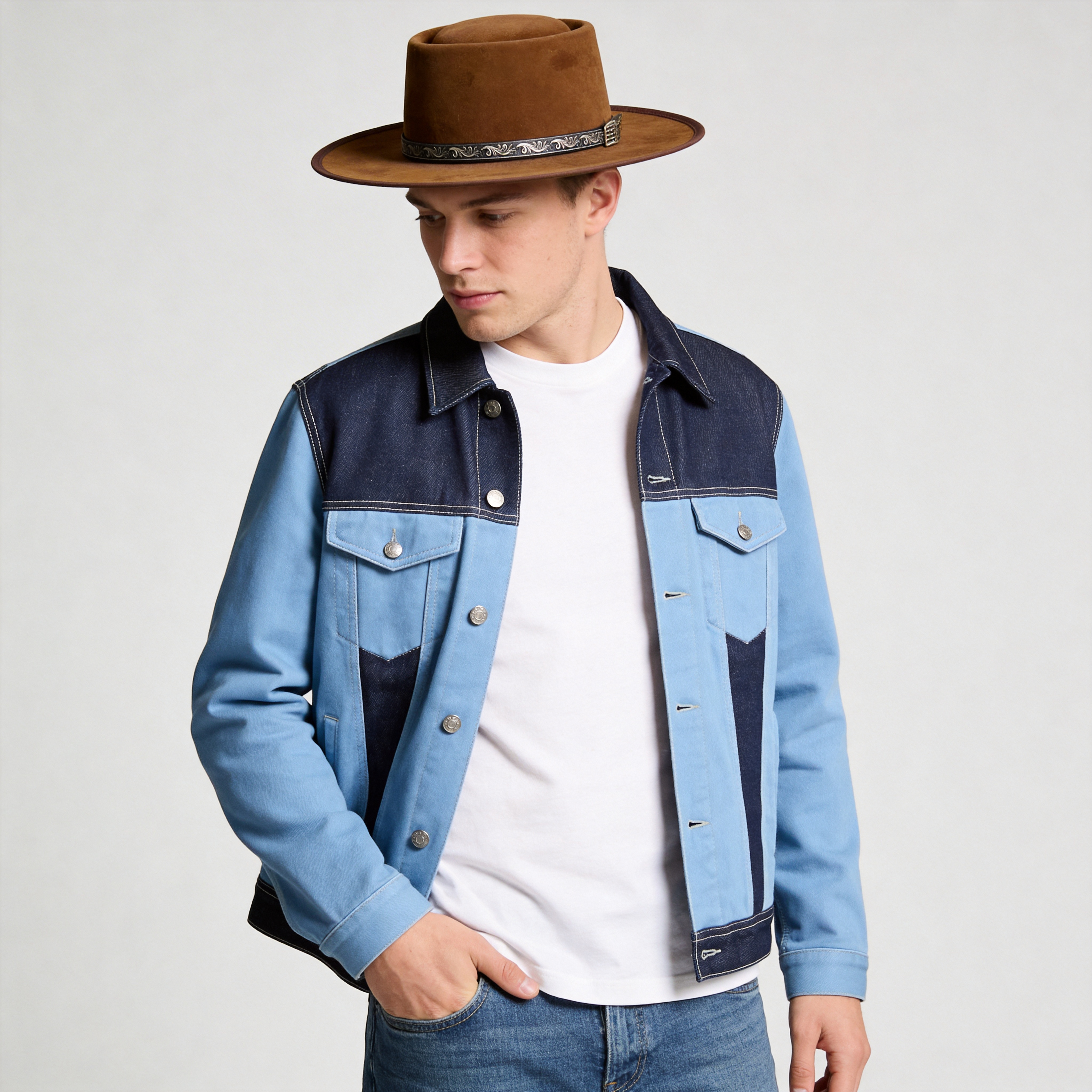 Premium Tan Felt Gambler Hat